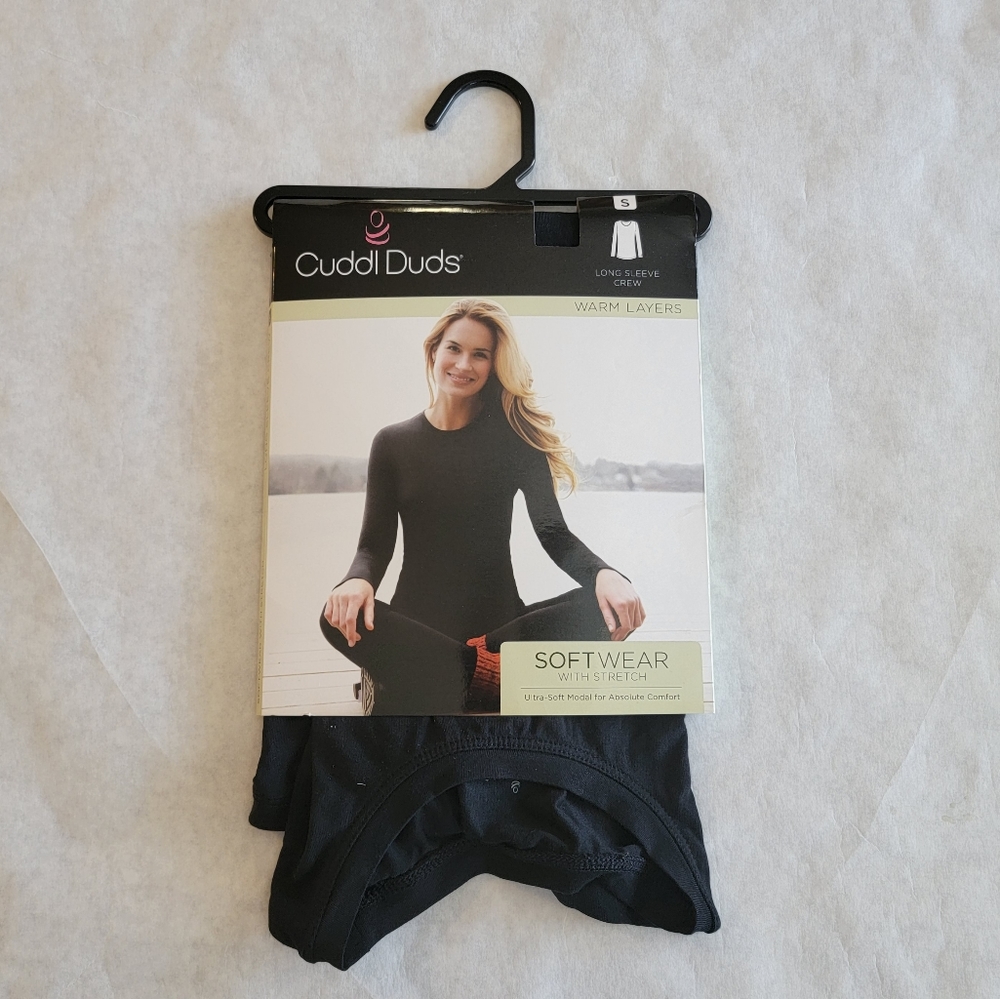Cuddl Duds Black Long Sleeve Crew - Sz S